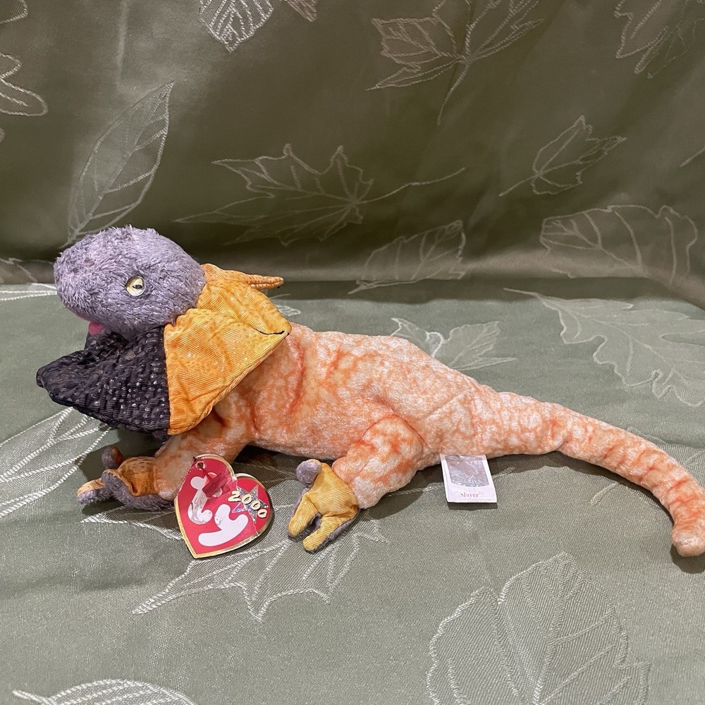 Slayer Frilled Lizard Ty Beanie Baby 2000 Orange Bean Bag Plush With‎ Tag